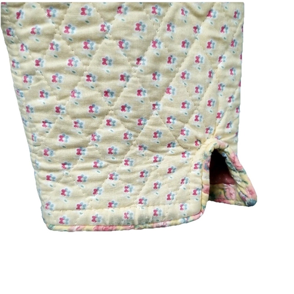 Vera Bradley Vtg Yellow Pink Floral Quilted Vtg L Sz S Blazer Lightweight PTP 19 - Picture 5 of 9